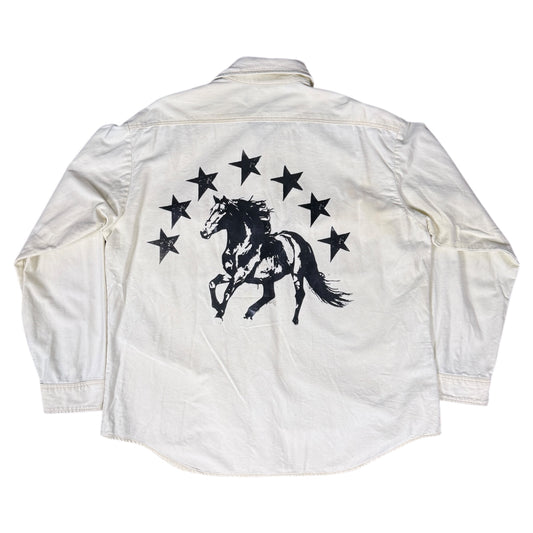 CAMISA MANGA LARGA SUKI CREMA LISA LETRAS NEGRAS TALLA M SK213