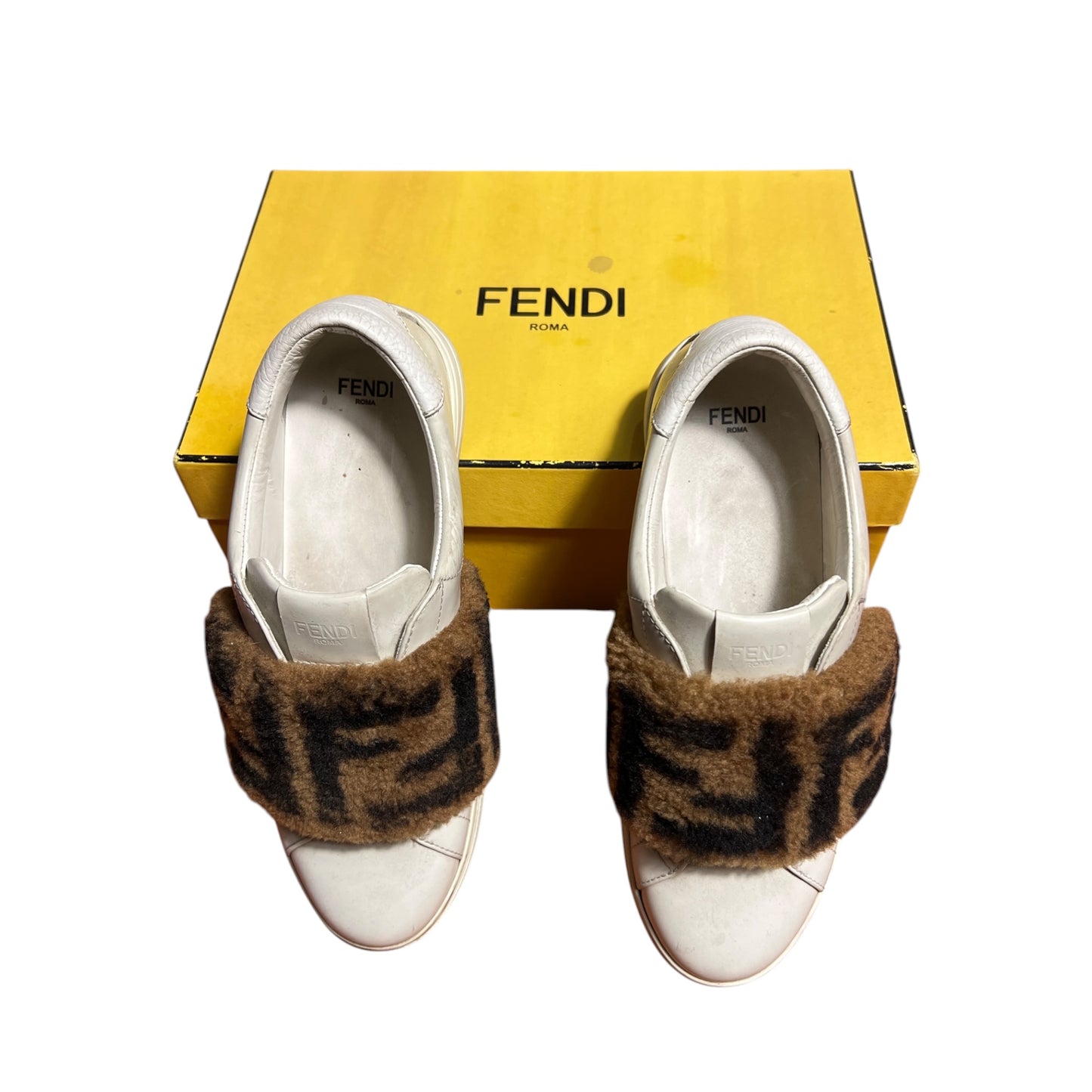 FENDI Fur Zucca FF logo slip on sneakers