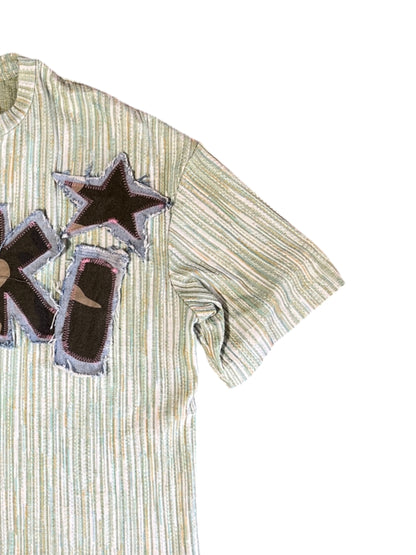 TEE SHIRT VERDE CROP SUKI DESIGN PARCH AND LETTERS V1