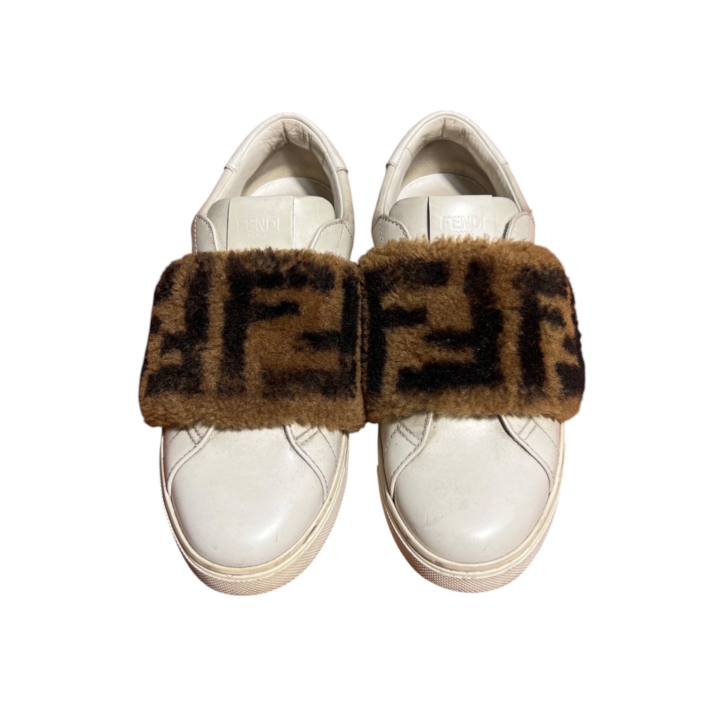 FENDI Fur Zucca FF logo slip on sneakers