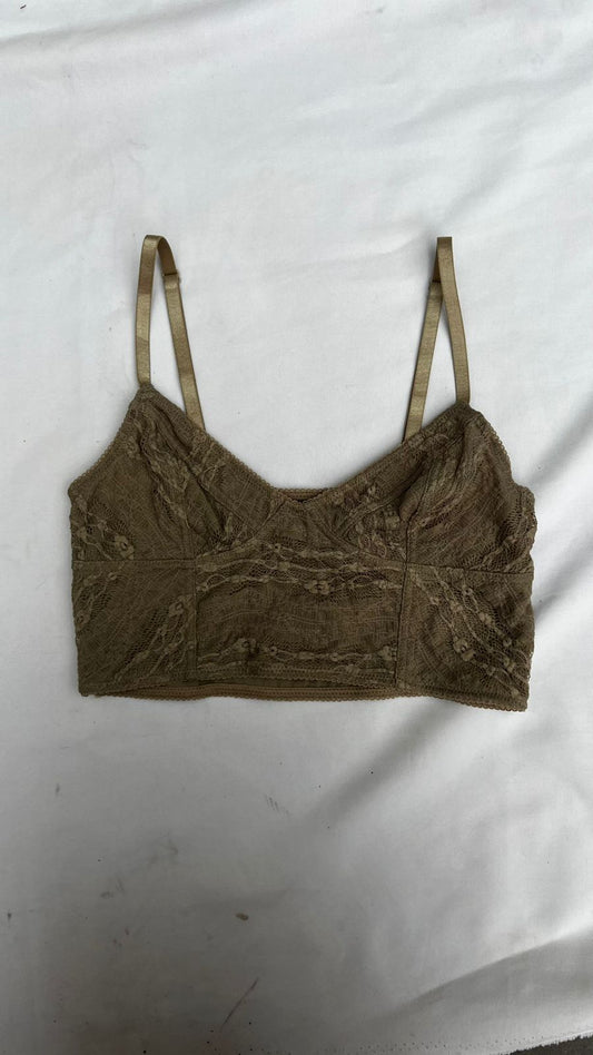 Crop Top Encaje Beige / S