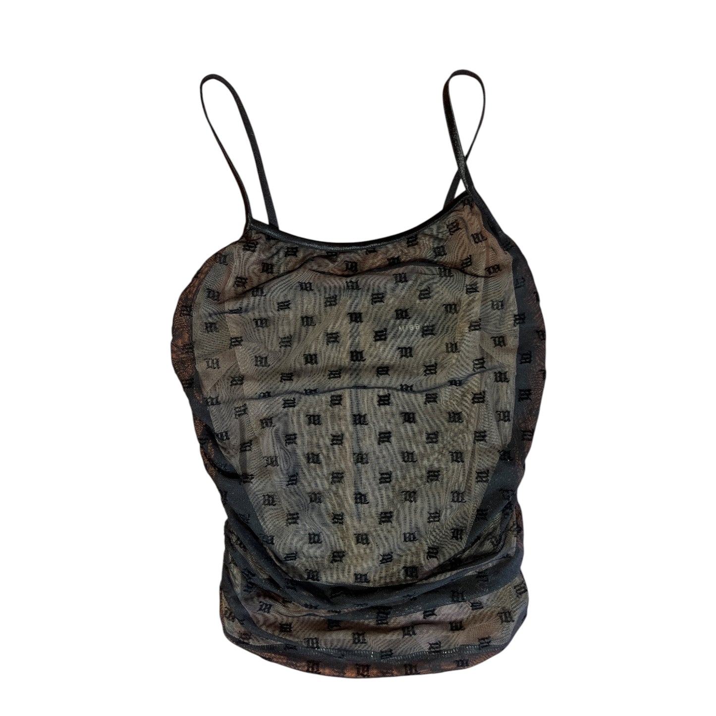 MISBHV Mesh Monogram Draped Top 'Black'