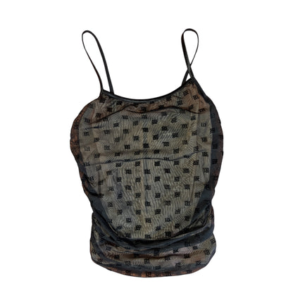 MISBHV Mesh Monogram Draped Top 'Black'