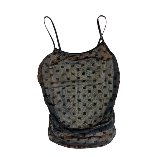 MISBHV Mesh Monogram Draped Top 'Black'