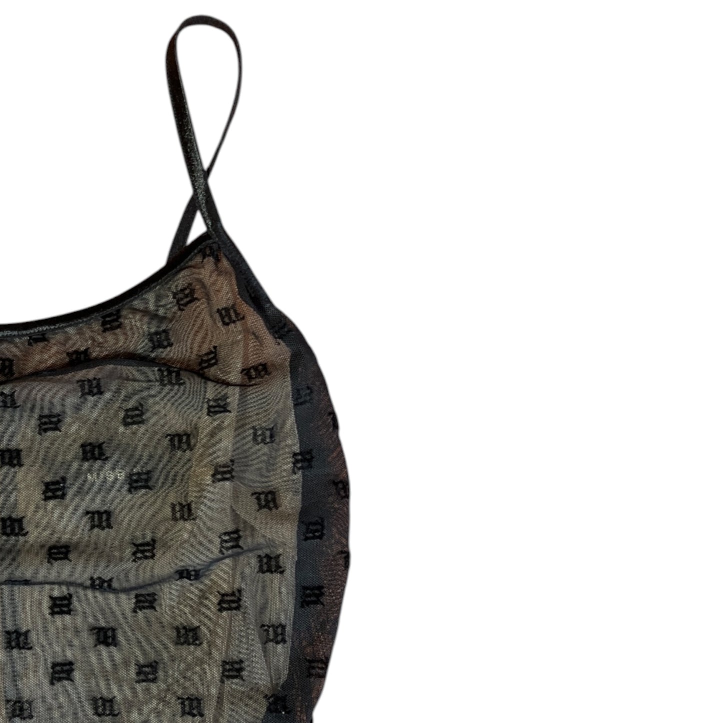 MISBHV Mesh Monogram Draped Top 'Black'