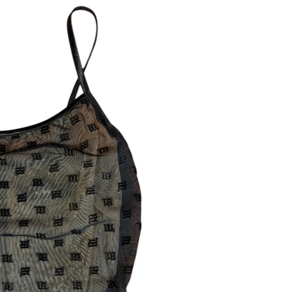 MISBHV Mesh Monogram Draped Top 'Black'