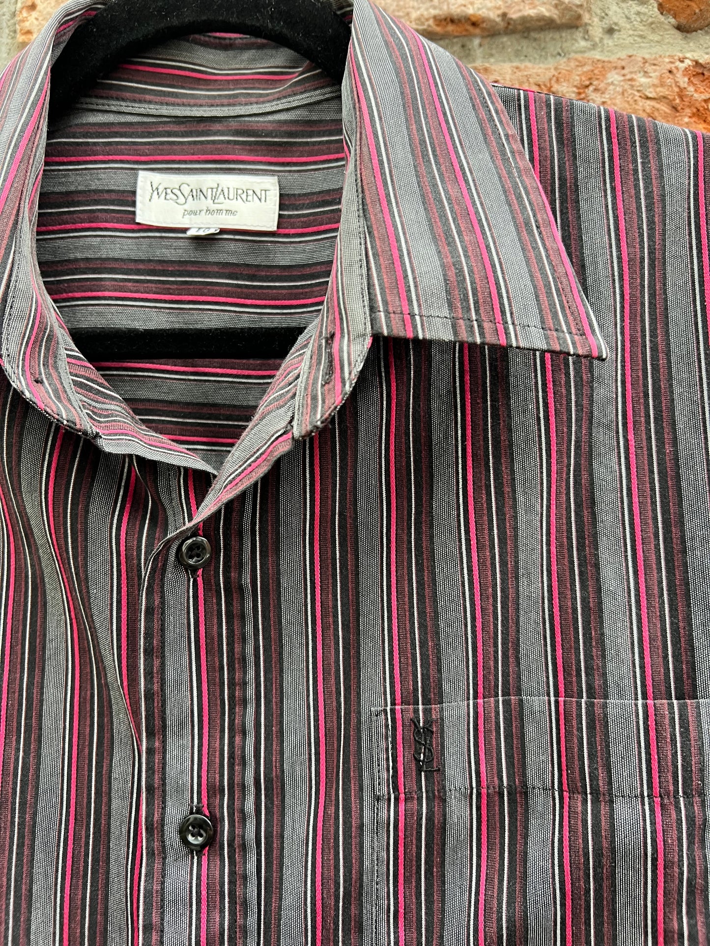 Camisa Yvessaint Lauren  Guinda Rayas Talla Eg