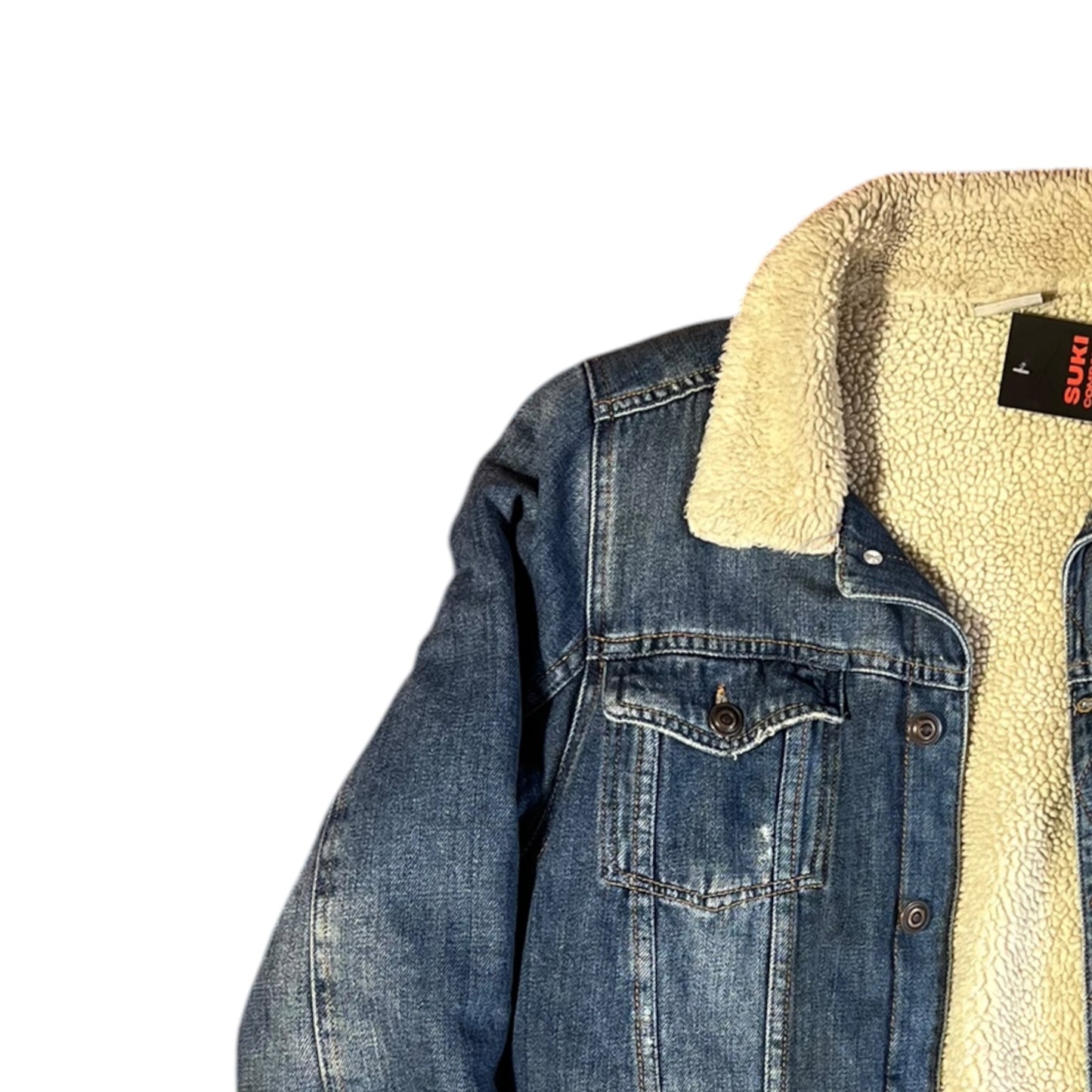 CHAMARRA DENIM CON BORREGO TALLA M