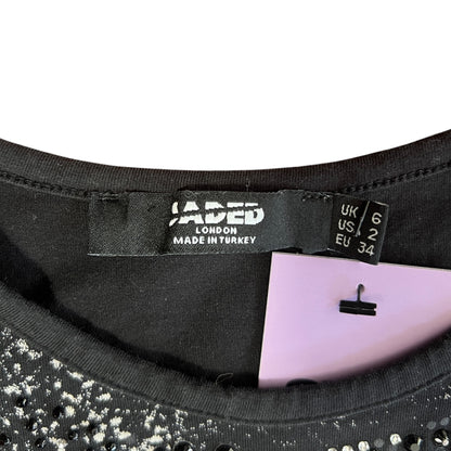Jaded London Women's Black and Silver Crop-top