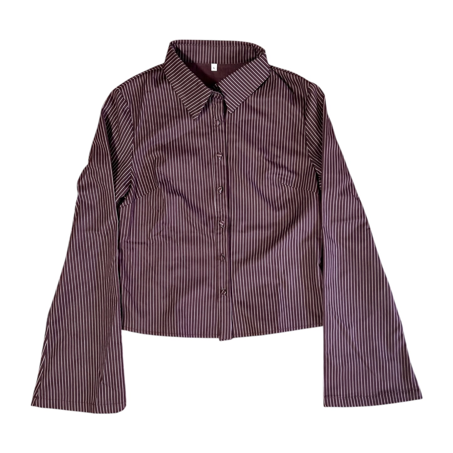 CAMISA ENTALLADA MANGA CAMPANA CAFÉ