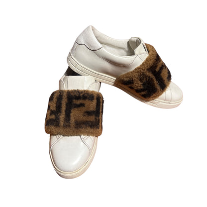 FENDI Fur Zucca FF logo slip on sneakers