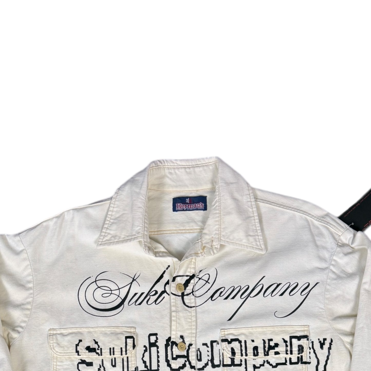 CAMISA MANGA LARGA SUKI CREMA LISA LETRAS NEGRAS TALLA M SK213