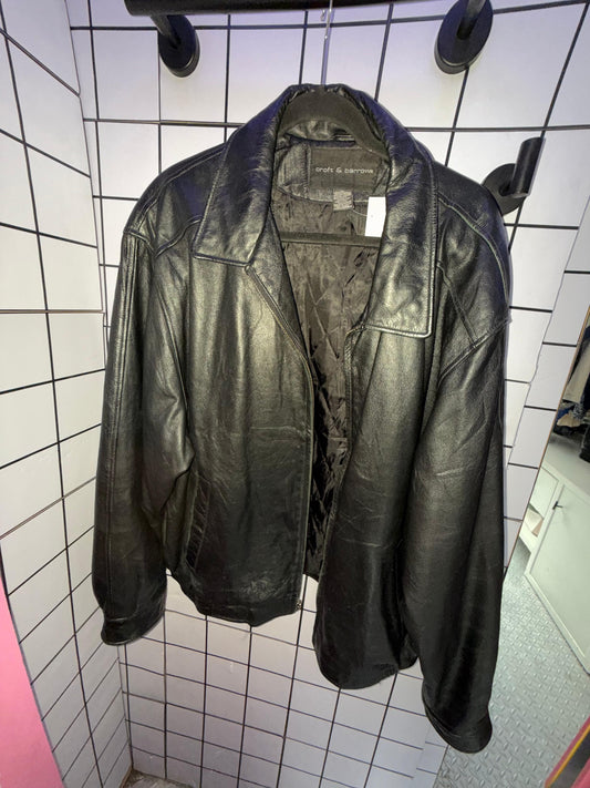 Chamarra Negra De Piel Croft 80’S Talla Xl