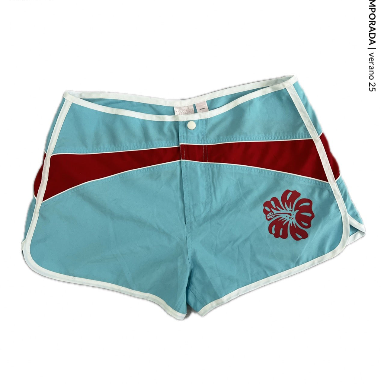 MINI SHORT VICTORIA SECRET AZUL CON ROJO