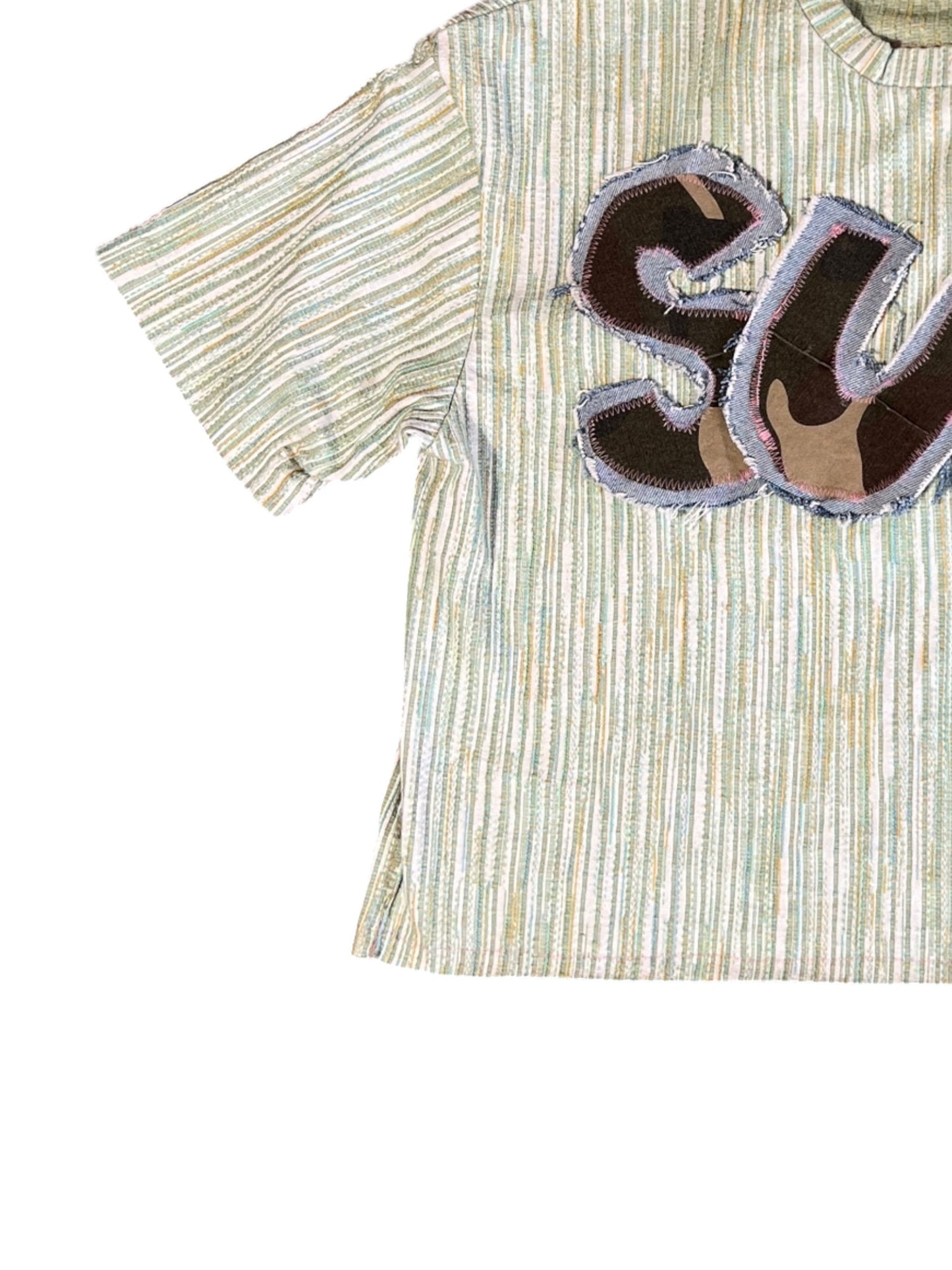TEE SHIRT VERDE CROP SUKI DESIGN PARCH AND LETTERS V1