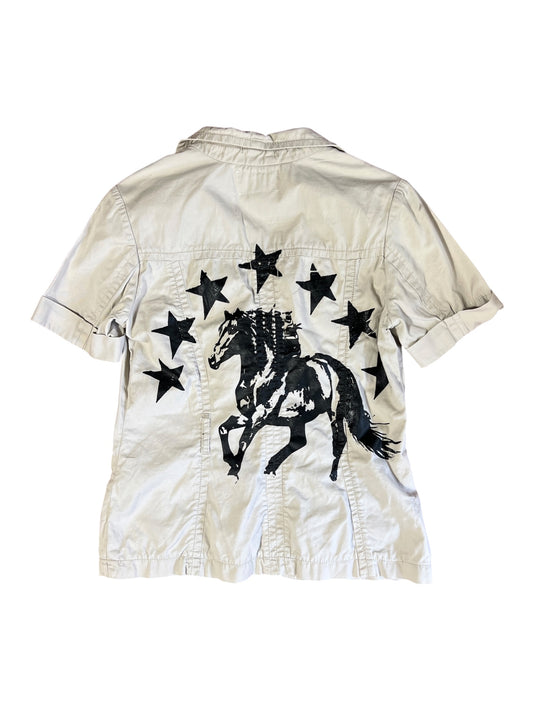 JACKET BEIGE SIKI LETTER PRINT