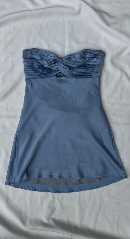 Vestido Midi Satinado Azul / L