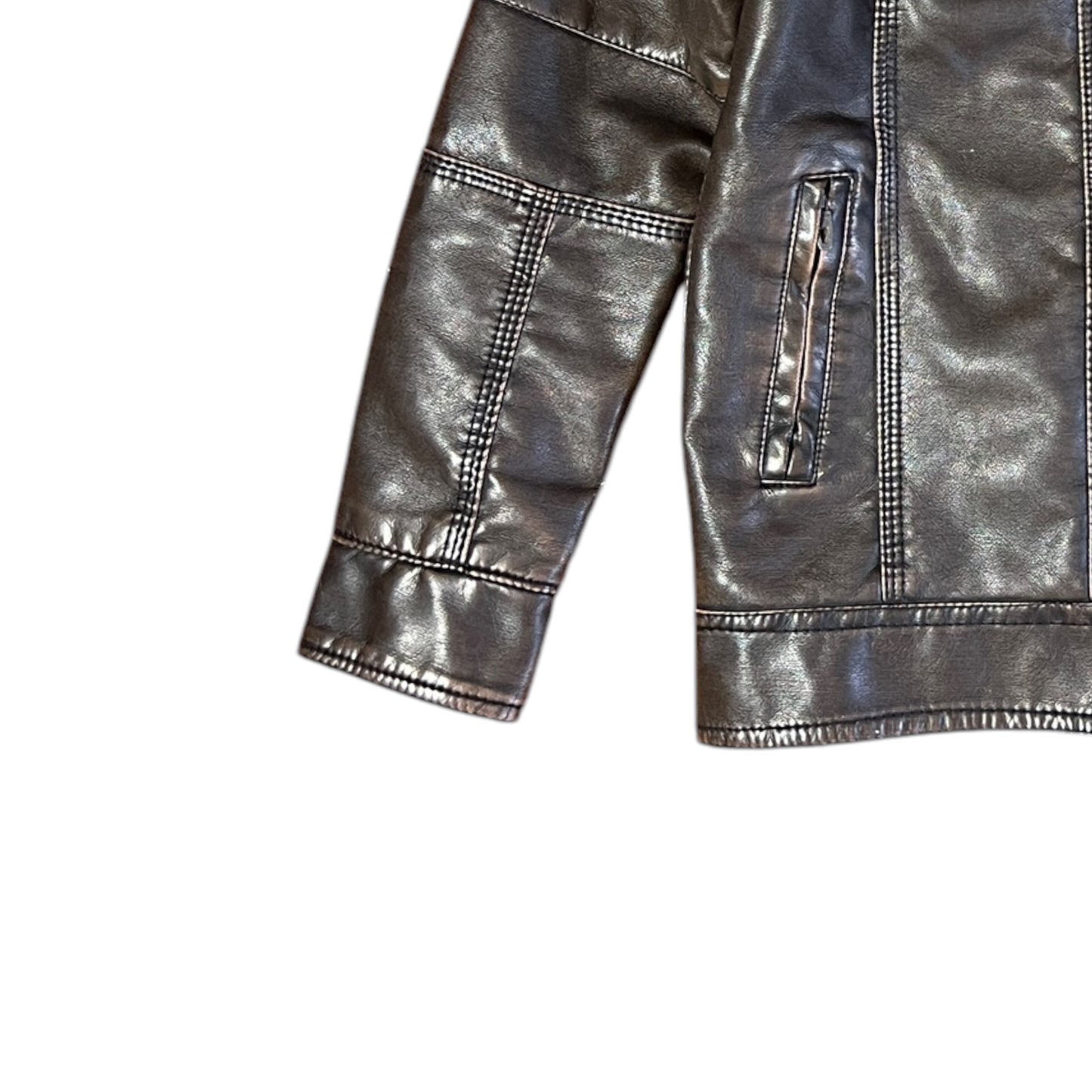 CHAMARRA DE PIEL LE SHARK COLOR CAFE OSCURO TALLA S