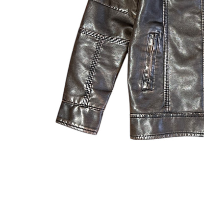 CHAMARRA DE PIEL LE SHARK COLOR CAFE OSCURO TALLA S