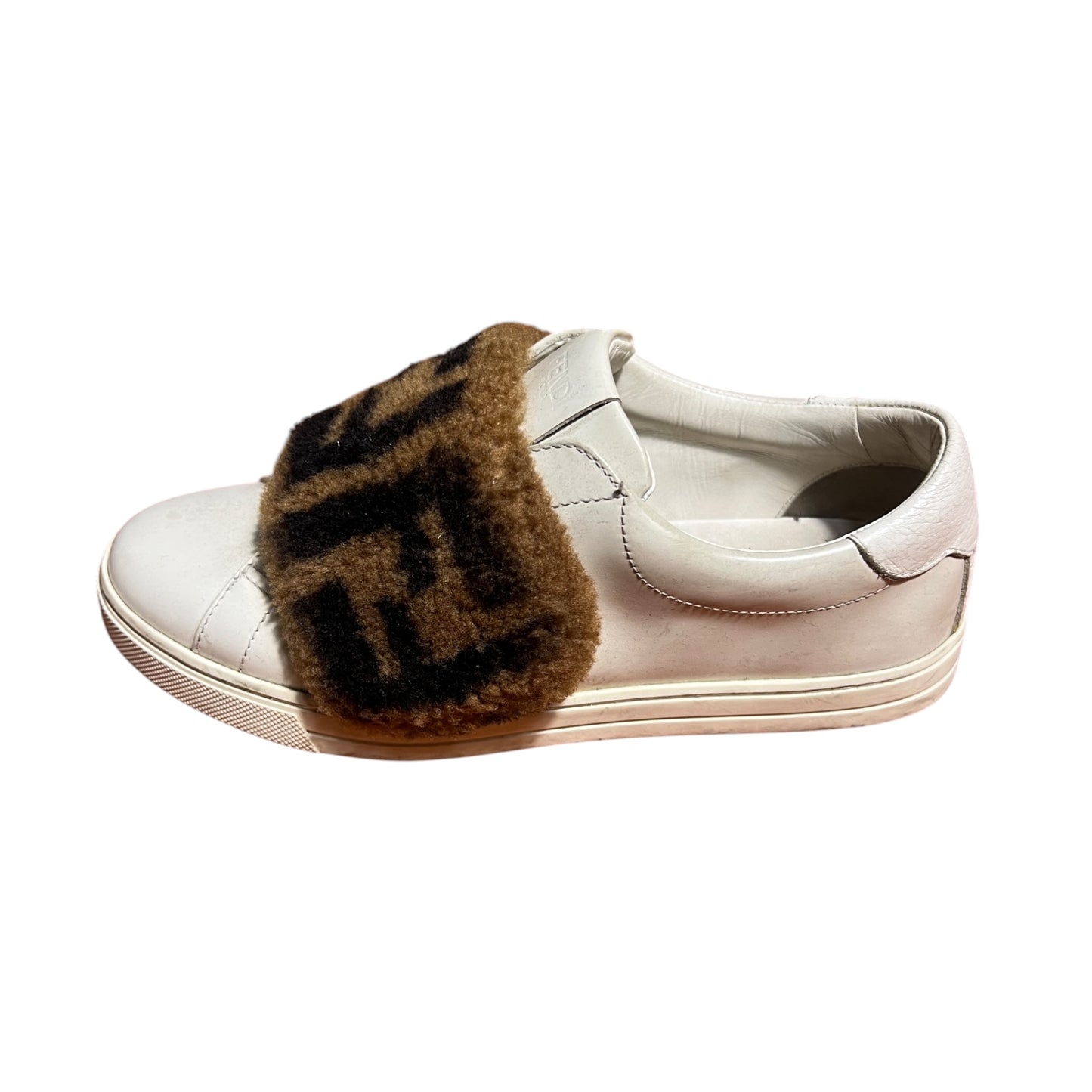 FENDI Fur Zucca FF logo slip on sneakers