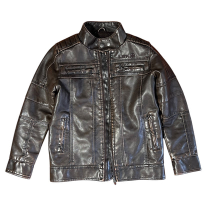 CHAMARRA DE PIEL LE SHARK COLOR CAFE OSCURO TALLA S