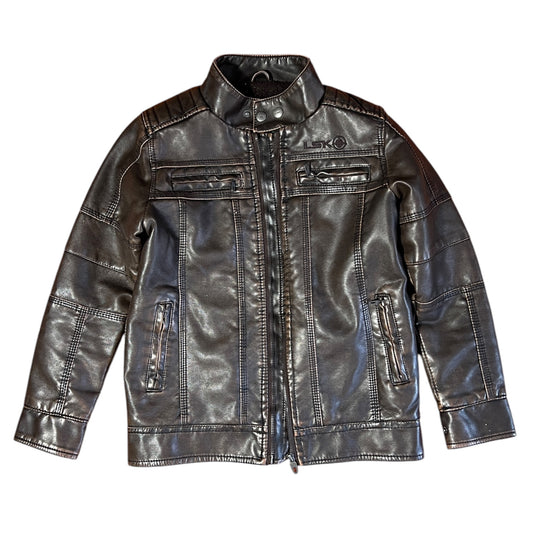 CHAMARRA DE PIEL LE SHARK COLOR CAFE OSCURO TALLA S