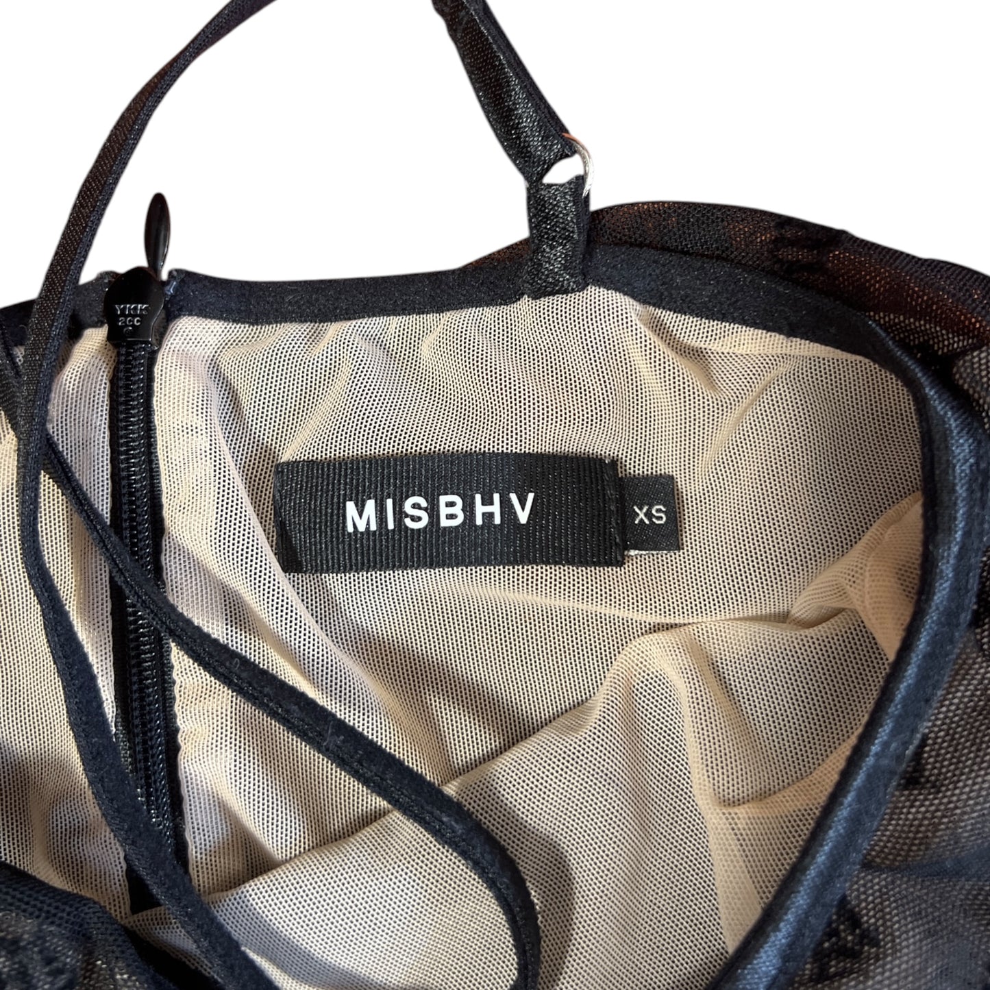 MISBHV Mesh Monogram Draped Top 'Black'