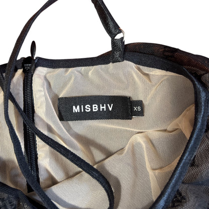 MISBHV Mesh Monogram Draped Top 'Black'