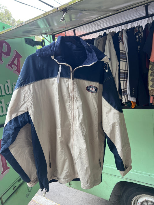 Chamarra Doble Vista Beige/ Azul St Michels Talla G