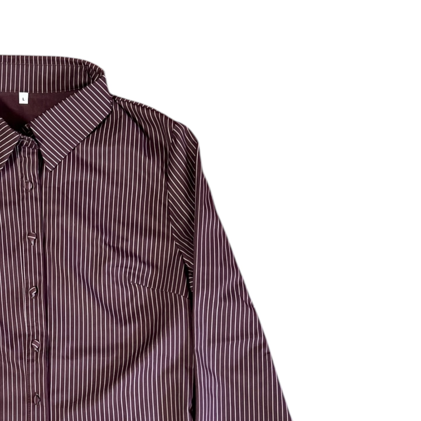 CAMISA ENTALLADA MANGA CAMPANA CAFÉ