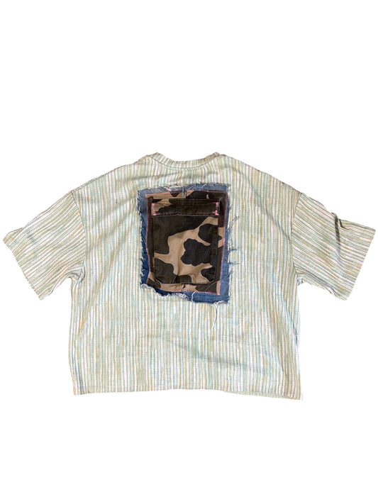 TEE SHIRT VERDE CROP SUKI DESIGN PARCH AND LETTERS V1