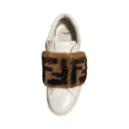 FENDI Fur Zucca FF logo slip on sneakers