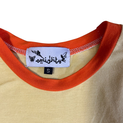 O-MIGHTY Women's Pink and Yellow Crop-top