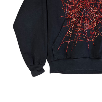 SP5DER hoodie Rhinestone OG Web V2 "Black"