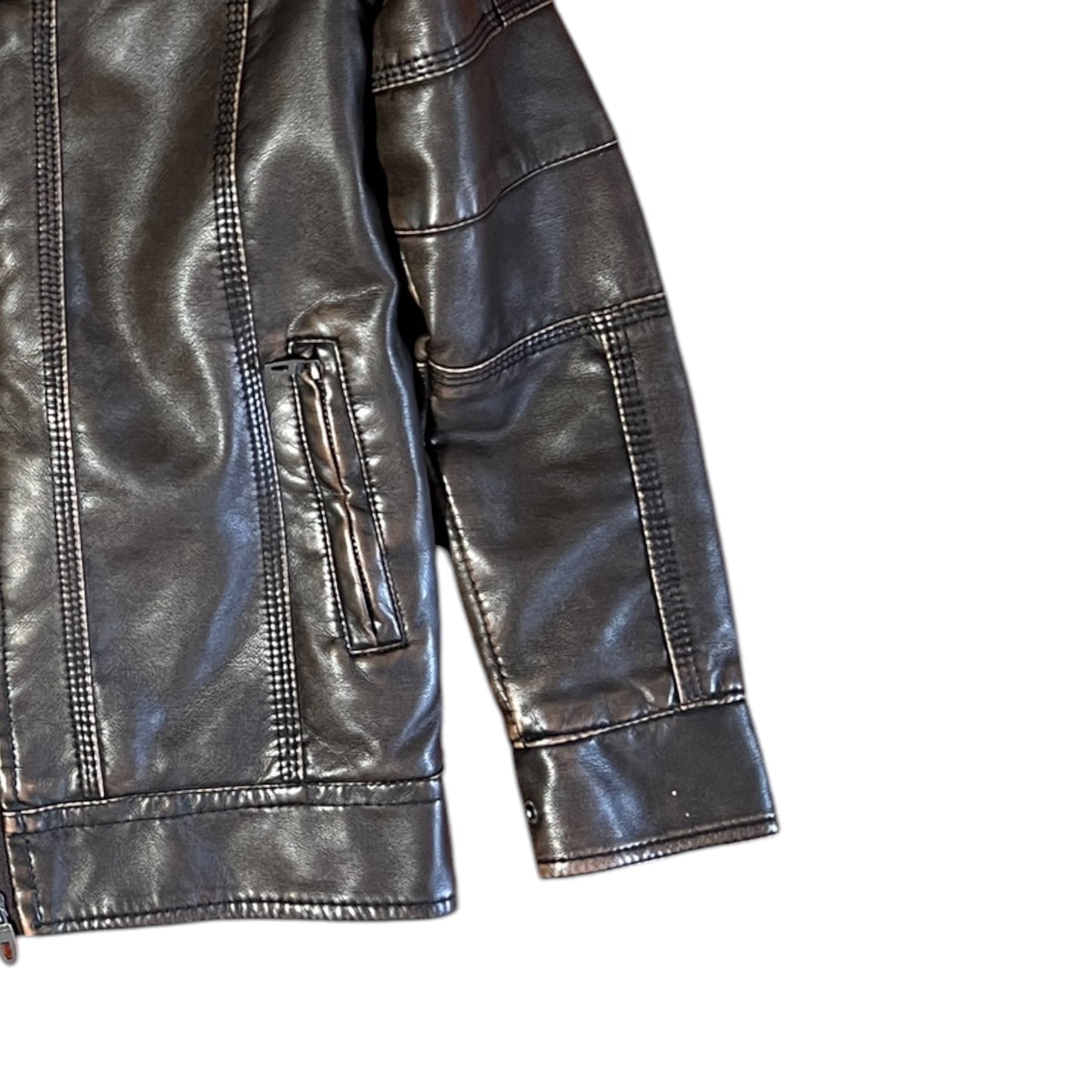CHAMARRA DE PIEL LE SHARK COLOR CAFE OSCURO TALLA S
