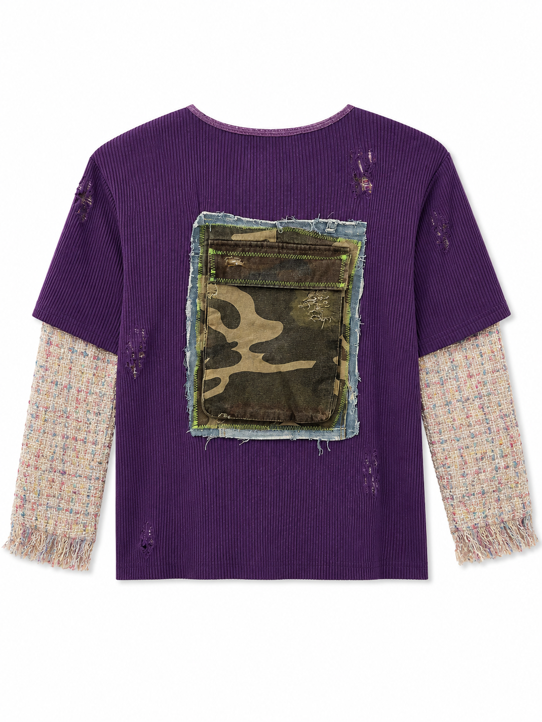 TEE SHIRT MORADA CROP SUKI DESIGN PARCH AND LETTERS
