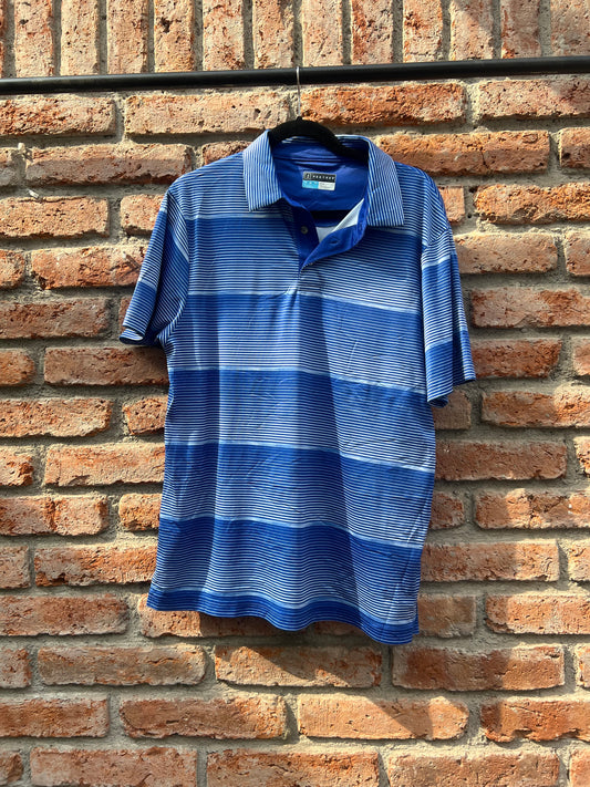 Playera polo azul rayas pga