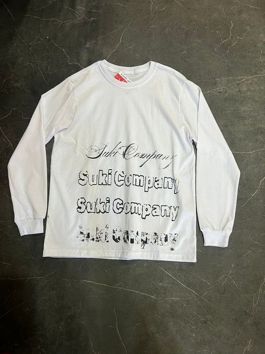 PLAYERA MANGA LARGA BLANCA CABALLO LETRAS